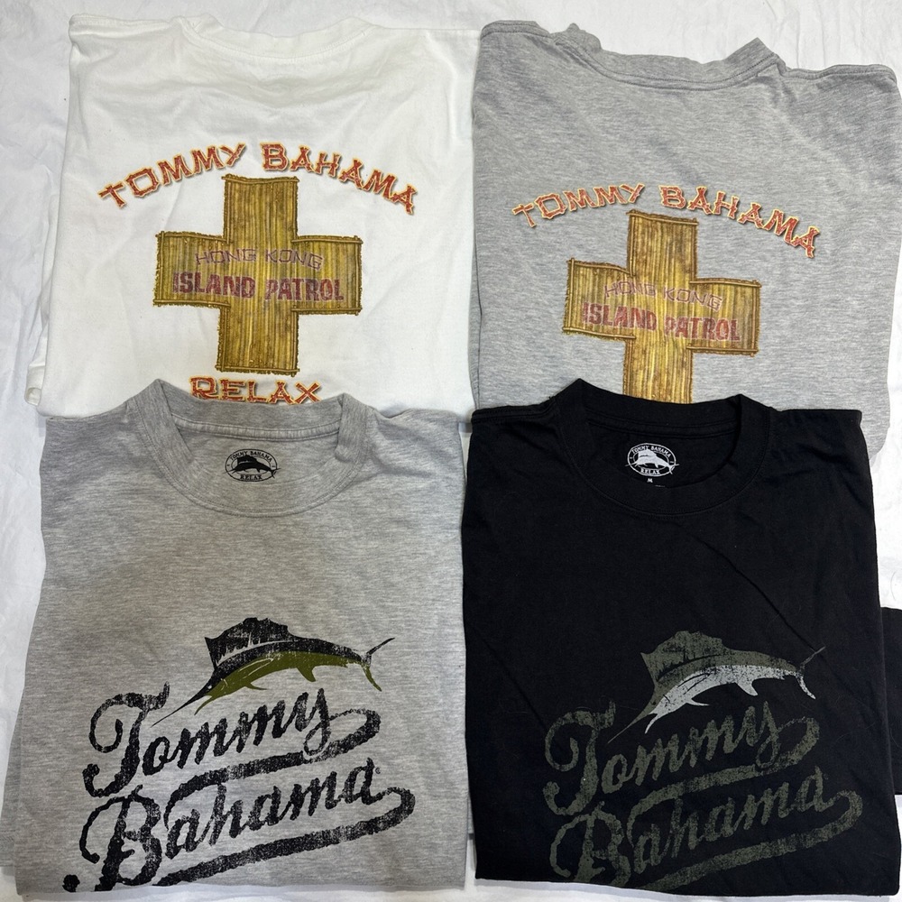 4 Tommy Bahama Relax T-Shirt Men's Medium NWOT Lot Gray Black White